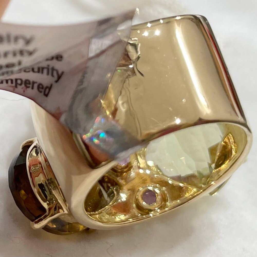 Very Good cond Auth Roberto Coin Ipanema Bold Multigem 18 KT Yellow Gold Ring - Picture 9 of 11